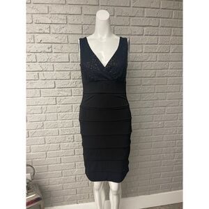 Studio Y Sleeveless Black Sequin Bodycon Cocktail Dress Size S